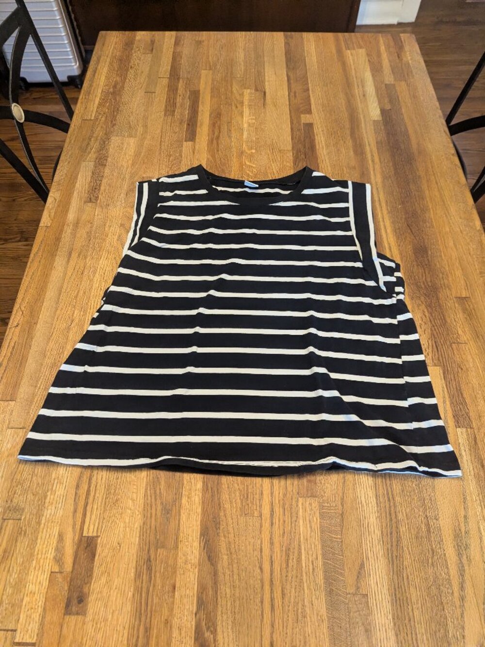 Wiholl XXL Black and White Horizontal Striped Muscle Tee